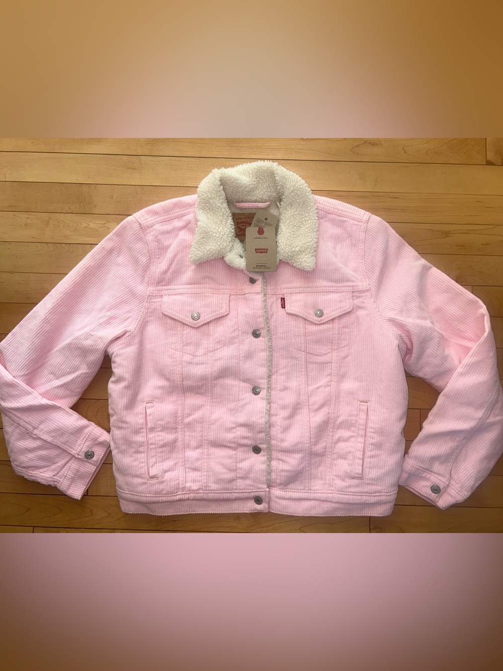 NEW! LEVI'S Original Corduroy Sherpa Trucker Jacket Pink Size M